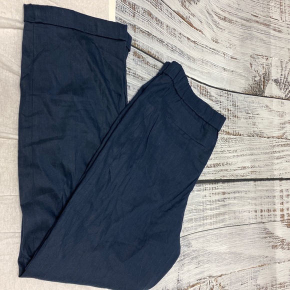 BNWT J.Jill Linen Pant Blue Medium elastic waist - Picture 4 of 7